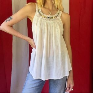 Vintage 60s Gauze and Crochet Blouse